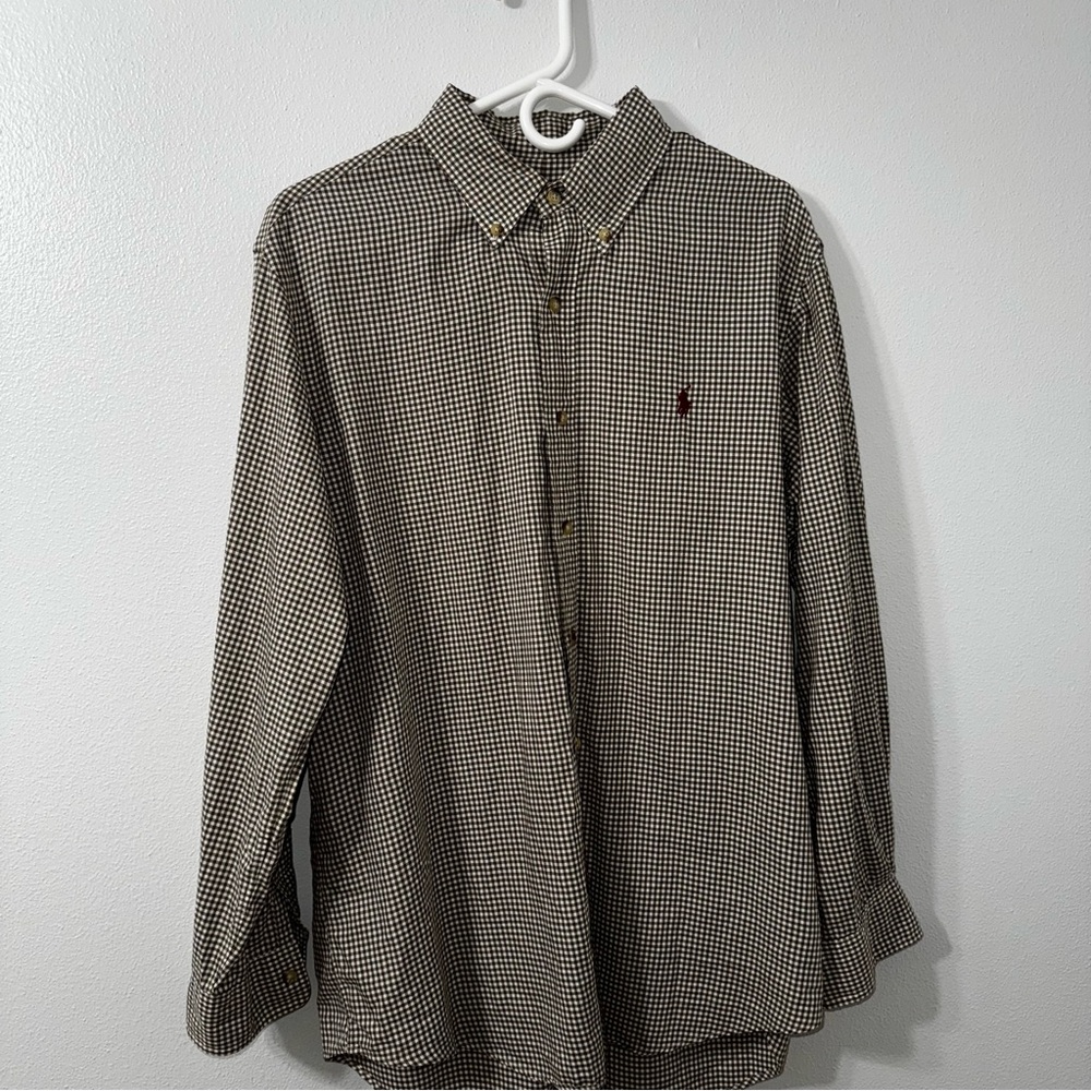 Polo by Ralph Lauren Men's brown and White Checkered Shirt